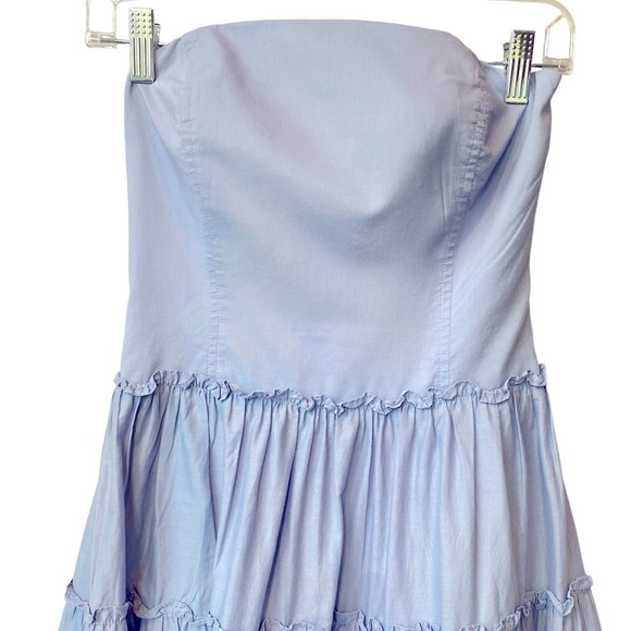 BCBGMaxazria Strapless Ruffled Mini Dress Light Blue Size 0 - Picture 2 of 8